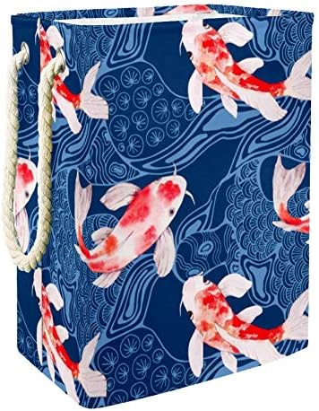 Inomer aquarela Koi Fish 300D Oxford PVC Roupas à prova d'água cesto de roupa grande para cobertores Toys no quarto