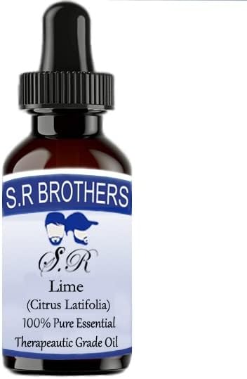 S.R Brothers Lime Pure e Natural Terapereautic Grade Essential Oil com conta -gotas 50ml