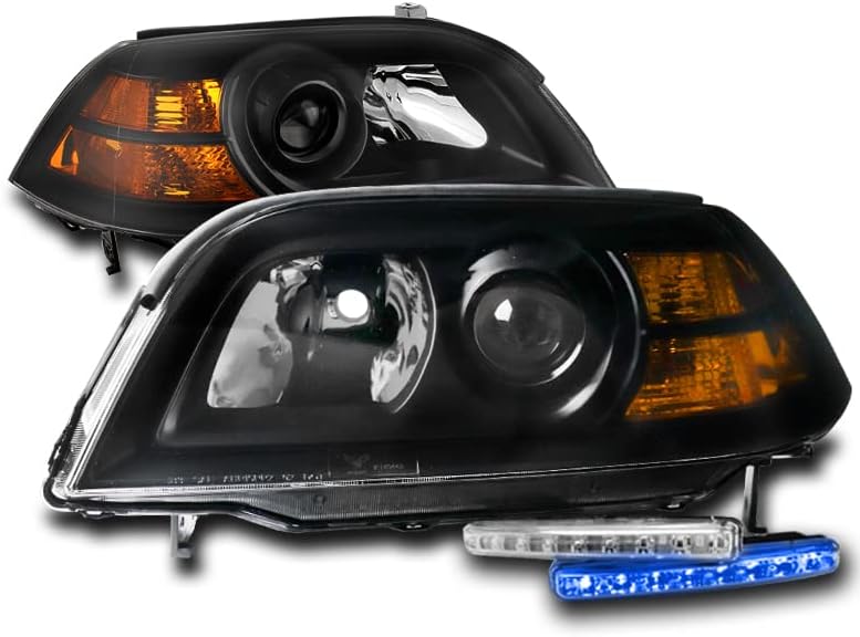 ZMAUTOPARTS PROJETOR BLACK FELIZAÇÕES EMPLAMPSES COM LUZES DRL LED BUL BLUE para 2004-2006 Acura MDX