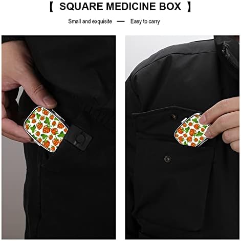Caixa de comprimidos Strawberry Folhas verdes em forma de medicamento quadrado Caixa de comprimido portátil Pillbox