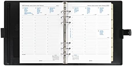 Organizador Filofax Finsbury, tamanho A5, preto-couro de granulação tradicional, seis anéis, diário de calendário semana a