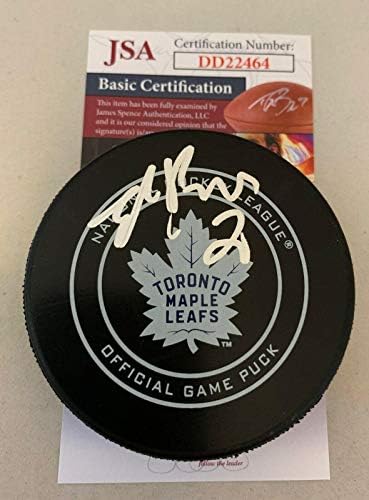 Ed Belfour assinou o Toronto Maple Leafs Game Official Puck autografado JSA - Pucks autografados da NHL