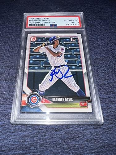 Brennen Davis assinou 2018 1st Bowman Trading Card Topps Dodgers PSA/DNA - Baseball Slabbed Cartis autografados