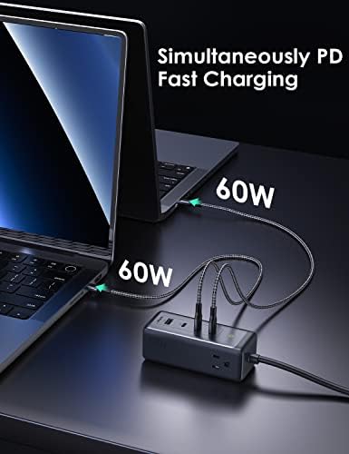 120W Estação de carregamento USB C com lojas 2AC, carregador OROIMO GAN, PPS, Fast Charger, USB C Wall Charger para