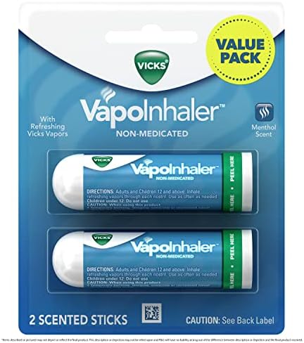 Vicks VavainHaler, inalador nasal portátil em movimento, não medicisado, com vapores de vicks refrescantes, aroma de mentol,