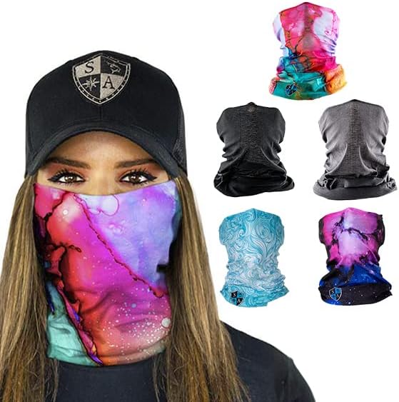 S A Company Garda de pescoço 5 Pack Protection Sun Shield Multi -Use Bandanas elegante e legal design de máscara facial