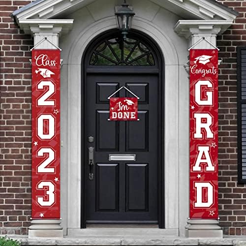 3 peças 2023 Decorações de festa de formatura Graduação Classe de placas de 2023 graduação Banner de graduação pendurar alpendre
