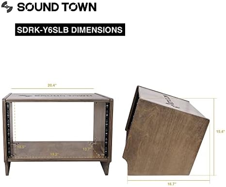 SOLT TOWN DIY 6U Angulado Turret Studio Rack com madeira compensada de bétula do Báltico, cinza intemperizado, montagem necessária