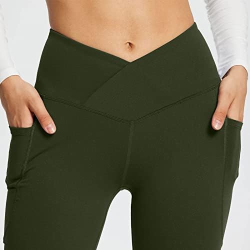 Calça de ioga bootcut para mulheres v cruzamento de cintura alta calça de treino