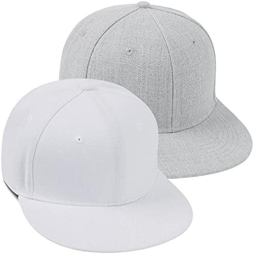 Chapéus clássicos do Snapback para homens e mulheres - Hip Hop Hop Hats de Bill Flat Bill Tamanho ajustável em branco