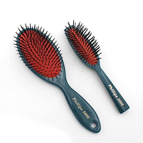 Brush Phillips 3000 + 5000 Cushion Hairbrush Combo Pack - tamanho do tamanho da bolsa + pincéis de tamanho completo, cor cerceta