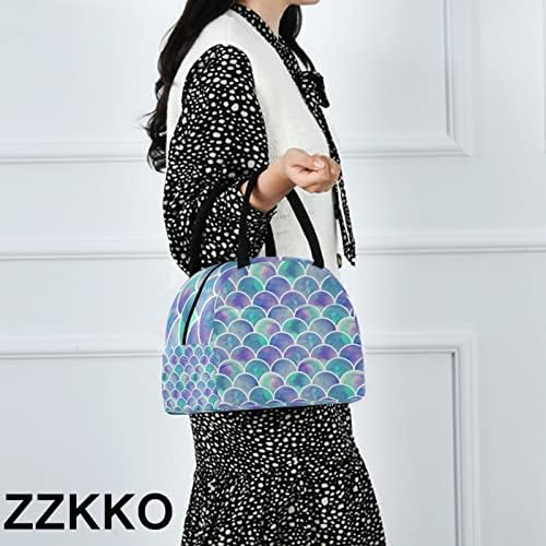 ZZKKO Oceano marinho da sereia marinha da caixa de lancheira Tote Tote Organizer Lunch Reciante Isoll Zipper Refeição Preparar bolsa