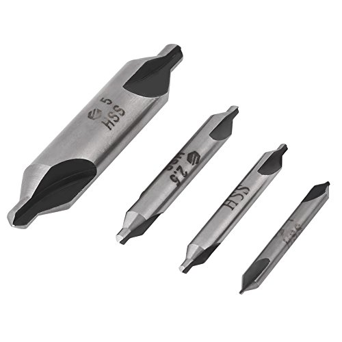 Exercícios centralizados, tornos de metal, 4pcs 1/2/2,5/5mm 60 graus hss centros de perfuração Centrões centralizados para ferro,