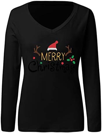 Camisas de Natal para mulheres Camisas de Natal para mulheres Tops soltos e pescoço Mulheres Blazers trabalham tops casuais