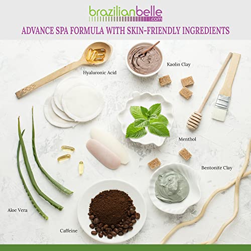 Brasileiro Belle Detox Clay Body envolve o kit completo | Fórmula de spa pré-misturada com argila de bentonita, cafeína