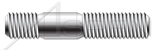 M12-1.75 x 20mm, DIN 939, métrica, pregos, extremidade dupla, extremidade de parafuso 1,25 x diâmetro, a2 aço inoxidável