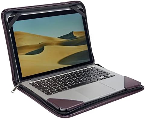 Broonel Purple Leather Laptop Messenger Case - Compatível com asus Chromebook C202 11.6