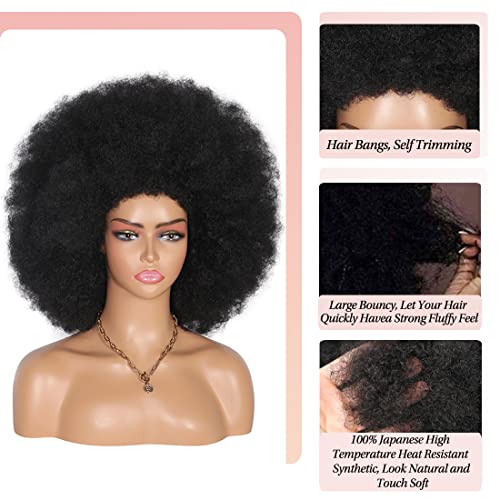 Kalyss 16 Cabelo curto e curto feminino Figs pretos para mulheres negras grandes e macias com aparência natural sintética perucas