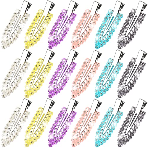 18 PCs Rhinestone sem clipes de cabelo de dobra brilhante sem vinco clipe de cabelo clipe plano clipe de cabelo barrette tool pino