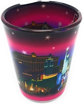 Las Vegas Strip Shot Glass - fundo rosa com estrelas