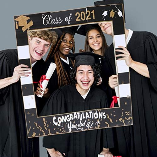 AMOSFUN Álbum Frames 7pcs 2021 Photo Booth Props Classe de 2021 Graduação selfie grande moldura com óculos acessórios para óculos