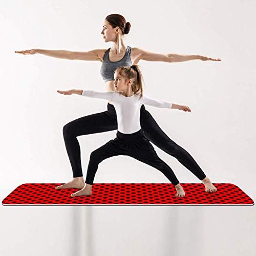 DJROW Yoga Mat Red Polka Black Pontos Pontos naturais Pilates Exercício Mat Eco Friendly Gym Mat espessura 1/4