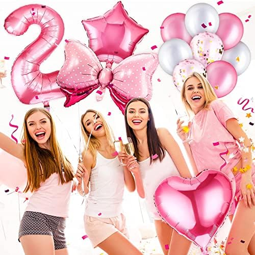 14 peças rosa decoração de balão arco balão arco bowtie rosa balão mouse decoração foil foil rosa star balão confetti balões jumbo