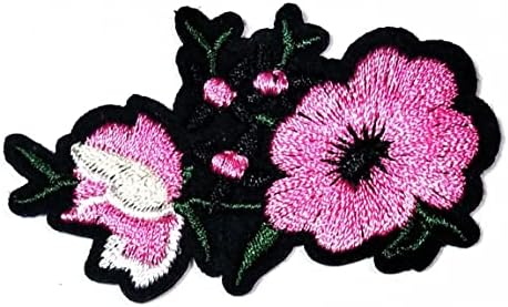 Kleenplus 2pcs. Mini Flores Flores de desenho animado japonês Patch rosa Sakura Cherry Blossom Flowers Patches Patches bordados