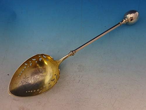 Ball End por George Sharp Sharl Sterling Silver Spoon GW Piered Brite-Cut 9 3/4