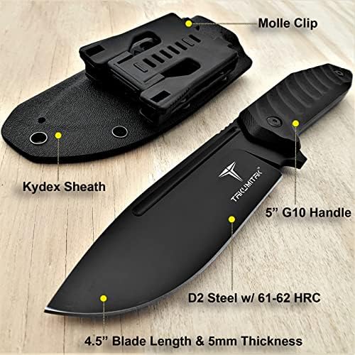 Faca de faca tática Faca Faca de sobrevivência D2 Ponto de gota Blade G10 Handelino Kydex bainha Molle Clipe Facas de lâmina fixa