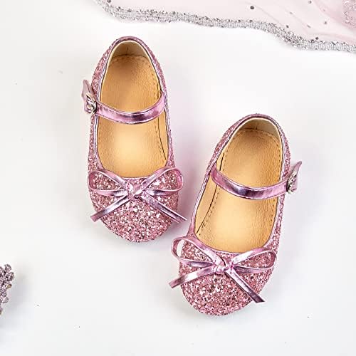 FlaryZone Toddler/Little Girls 'Ballerina Flat Mary Jane Princess Dress Shoes - Festa da escola de casamento