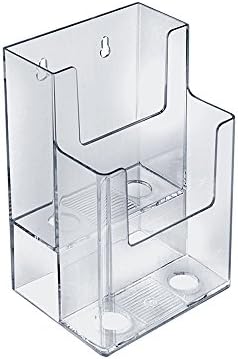 Azar exibe 252032 clear portador de brochura de duas camadas, caixas de acrílico para exibição -titular do menu Table Stands -tabletop