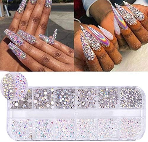 12 caixas / conjunto de strass de cristal AB GEM GEM GEM 3D GLITTER UNIL ARTELATION BELEZA, 2