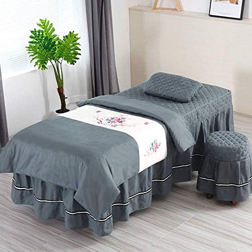 Zhuan massagem simples camas de saia travesseiros de massagem lençóis lençóis de mesa de valance capa de cama de 4 peças de 4