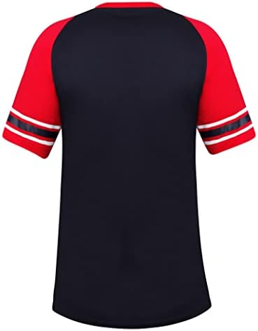 Geneisteck Womens City Baseball v Neck Fãs Raglan Camisetas - Navy & Red