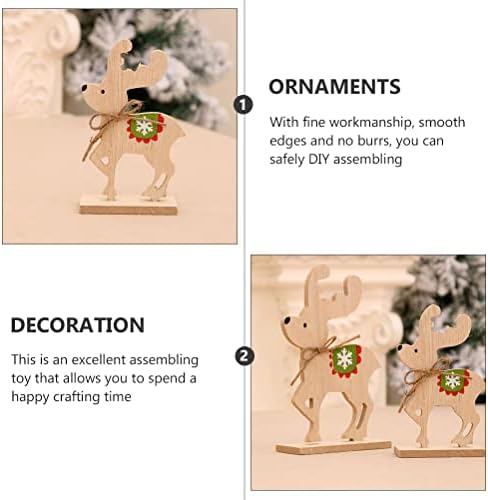 Galpada 2pcs Wood Christmas Elk Ornament DIY Assembly Toy Christmas Theme Blocks