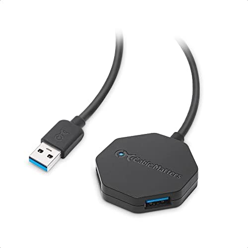 Cable Matters Ultra Mini 4 Port Hub USB com cauda de cabo de extensão longa de 4 pés em preto