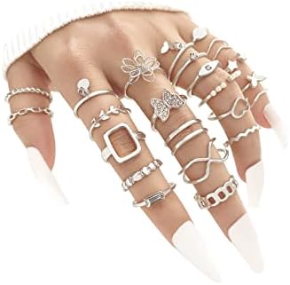 Kepvrio Gold Knucking empilhamento anéis para mulheres vintage boho empilhável anéis de articulação dedo conjunto de borboleta