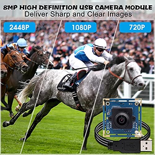 Módulo de câmera USB de 8MP do SVPRO IMX179 Placa de câmera industrial Fisheye Fisheye, câmera incorporada UVC USB2.0 com cabo