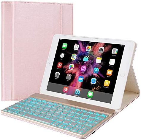 Caixa do teclado do iPad Compatível com iPad 9.7 2018 / iPad 2017 / ipad Pro 9.7 / ipad Air 2 & 1, BT 7 Teclado de retroilumação