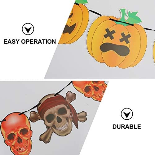 Bestoyard 1 Conjunto 3pcs Halloween Pumpkin Skeleton Banner Halloween Decorações de Halloween adereços