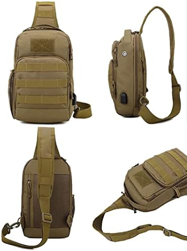 Saco de Sling Tactical Sling Backpack Saco de mochila Molle com carga USB porto de porto de ombro de caça a caçar mochila escalada