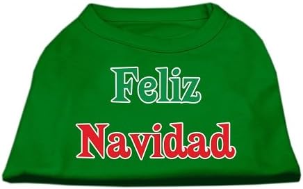 Feliz Navidad Scrprint Dog Camisa Emerald Green XS