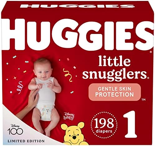 Fraldas de bebê tamanho 1, 198CT, Huggies Little Snugglers Recém -nascidos fraldas