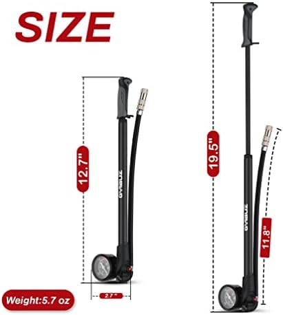 Bomba de choque de alta pressão para bicicleta de montanha, bomba de ar de choque Gylbuz MTB para garfo e suspensão de