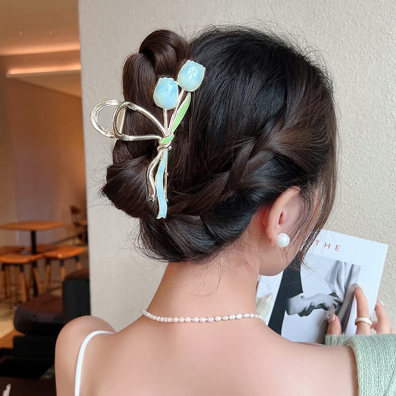 Tulipas vintage mulheres garras de cabelo clipes para garotas caranguejo grande tamanho coreano Barrette Headwear Acessórios de cabelo