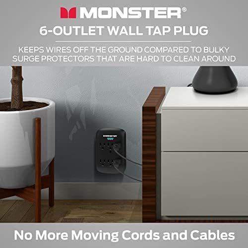 Tap de parede Plug 6-outlet Extender com protetor de surtos de saída para casa, viagens, escritório, eletrodomésticos, computadores