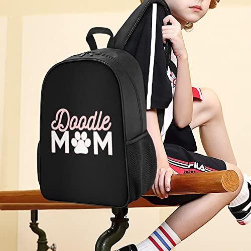 Doodle mamãe unissex mochila leve bolsa de ombro de moda leve com bolsos de garrafa de água