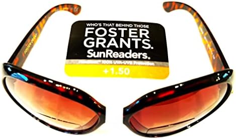 Foster Grant Seraphina Womens Brown Tartaruga Bifocal Readers Sunglasses Reading Glasses +1,50