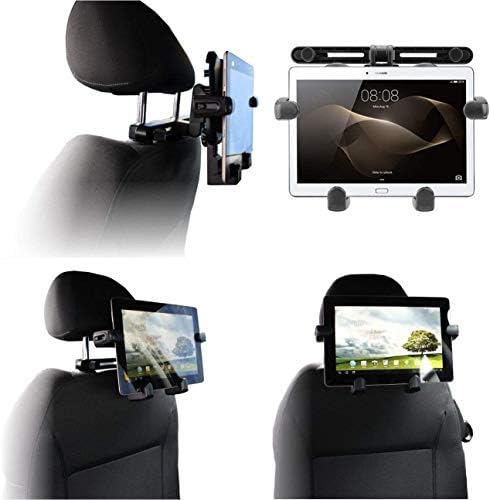 A apoio de cabeça portátil da Navitech no carro compatível com o tablet Archos 94 Magnus 9,4